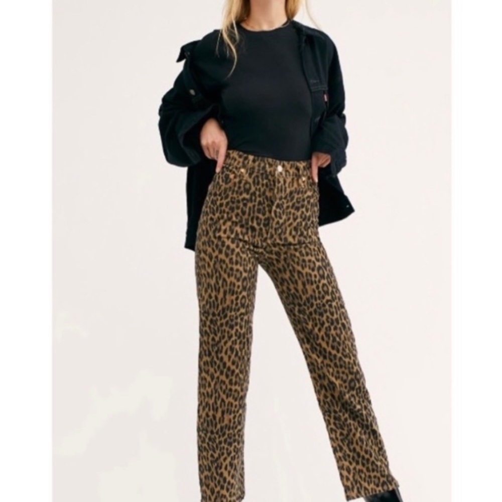 Levi’s Ribcage Straight Ankle Corduroy Pants Leopard Size 26